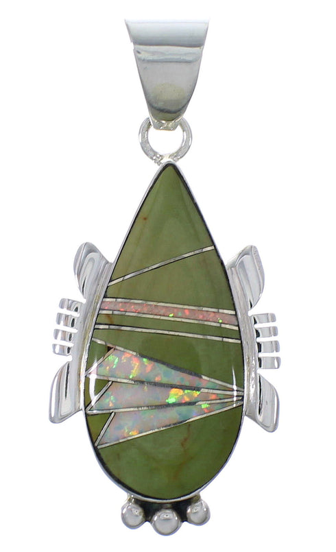 Turquoise And Opal Inlay Silver Pendant EX44422